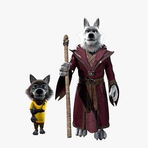 Cartoon Wolves Collection 3D model