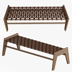 Bench with leather wickerwork