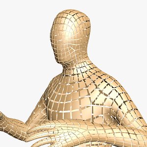 Glimmering Polygon Man Dancing in Gold