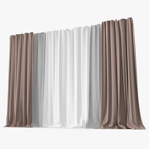 Curtains with Drapery Cream 3D model