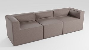 3D Sofa with simple lines in brown tones in a modern style