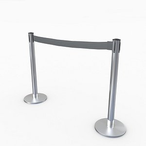 3D Airport Stanchions Metal Short