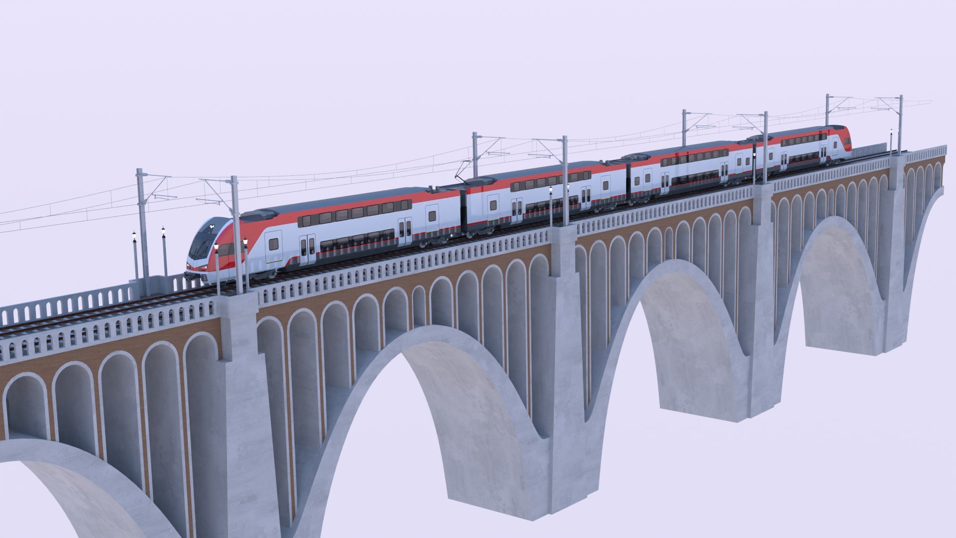 American Trains On Viaduct Bundle 3D Model - TurboSquid 2378085