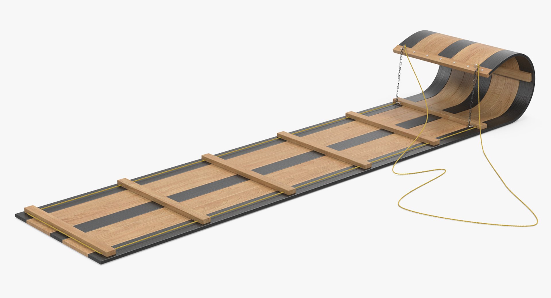 Wooden Sled Toboggan 3D model preview