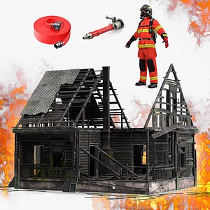 Burnt House with Firefighter Collection