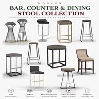 Modern Bar Counter Dining Stool Collection