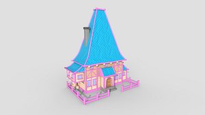 3D model Medieval Building A02 Cartoon Pink - Scenery Backdrop House