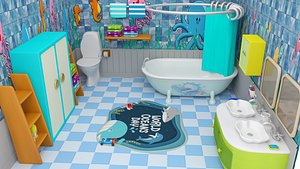 bathroom cartoon model