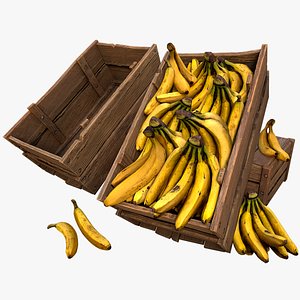 3D Crate Bananas Box Stand model