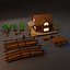 Wooden House and Assets model