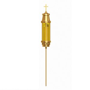 3D Yellow Gold Cemetery Memorial Lighter with Candle
