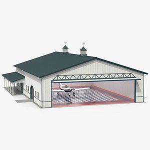 Piper PA-28-180 Cherokee Hangar Rigged 3D model