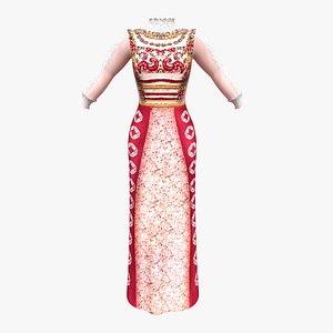 Ethnic Decorated Gown 3D