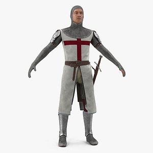3D model knight templar t-pose
