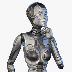 3D robot woman futuristic model