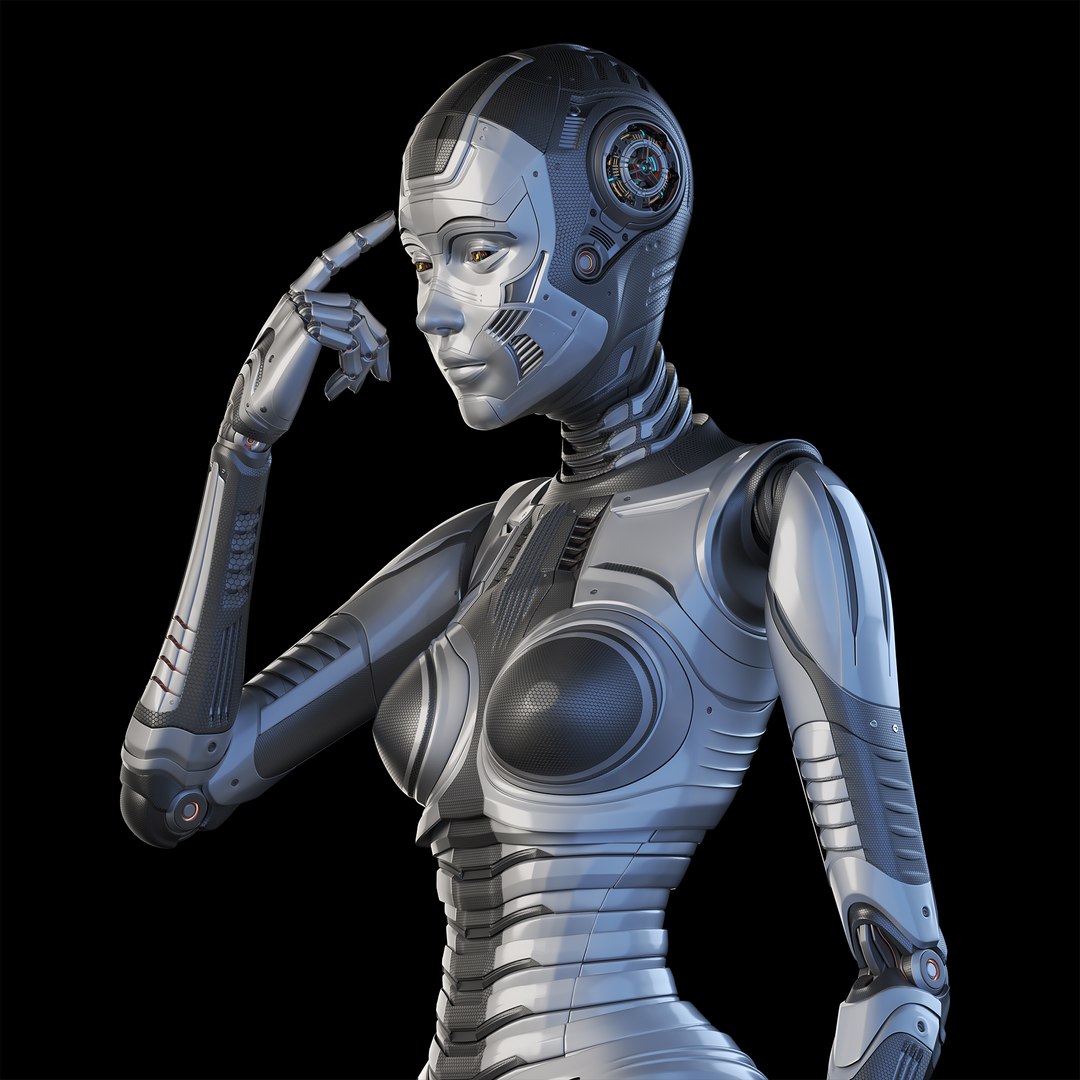 Robot woman in futuristic outfit 3D model
