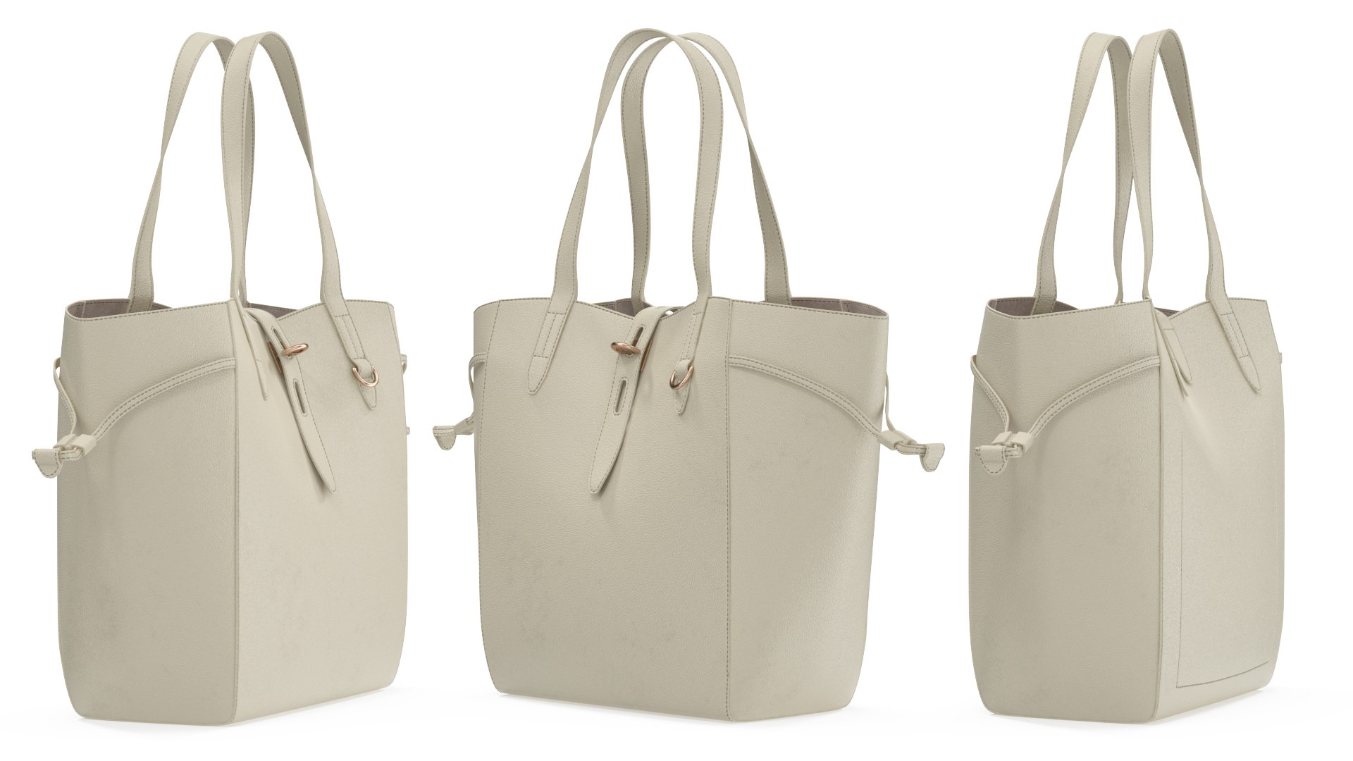 Leather Shopper Tote Bag Beige On Mannequin 3D Model - TurboSquid 2097637