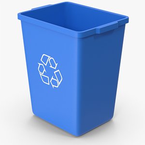 Blue Trash Can 3D