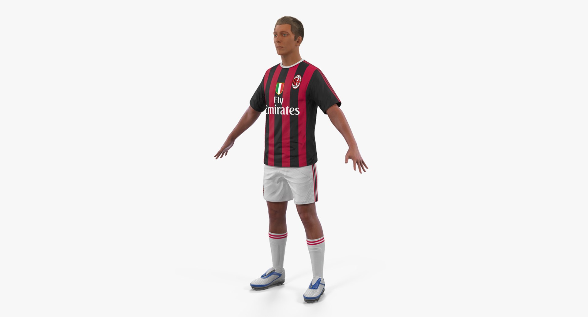 Soccer or Football Player Milan with Hair 3D Model 3D model preview