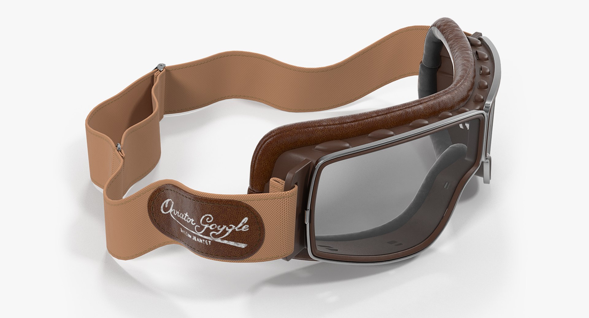 Retro Pilot Goggles Brown 3D model preview
