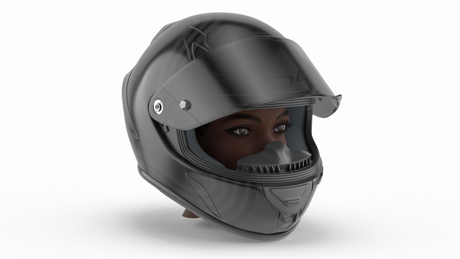 Afro American Woman in Helmet 3D model preview