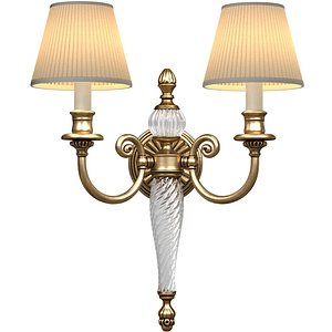 Brass Crystal Wall Lamp Sconce Light in Classic Style 3D model 3D model