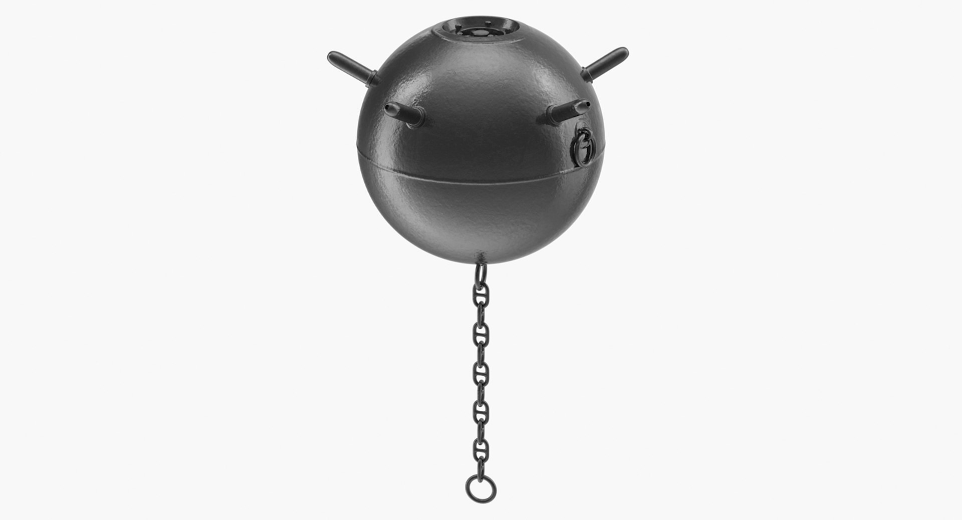 Underwater Sea Mine with Chain 3D Model 3D model preview