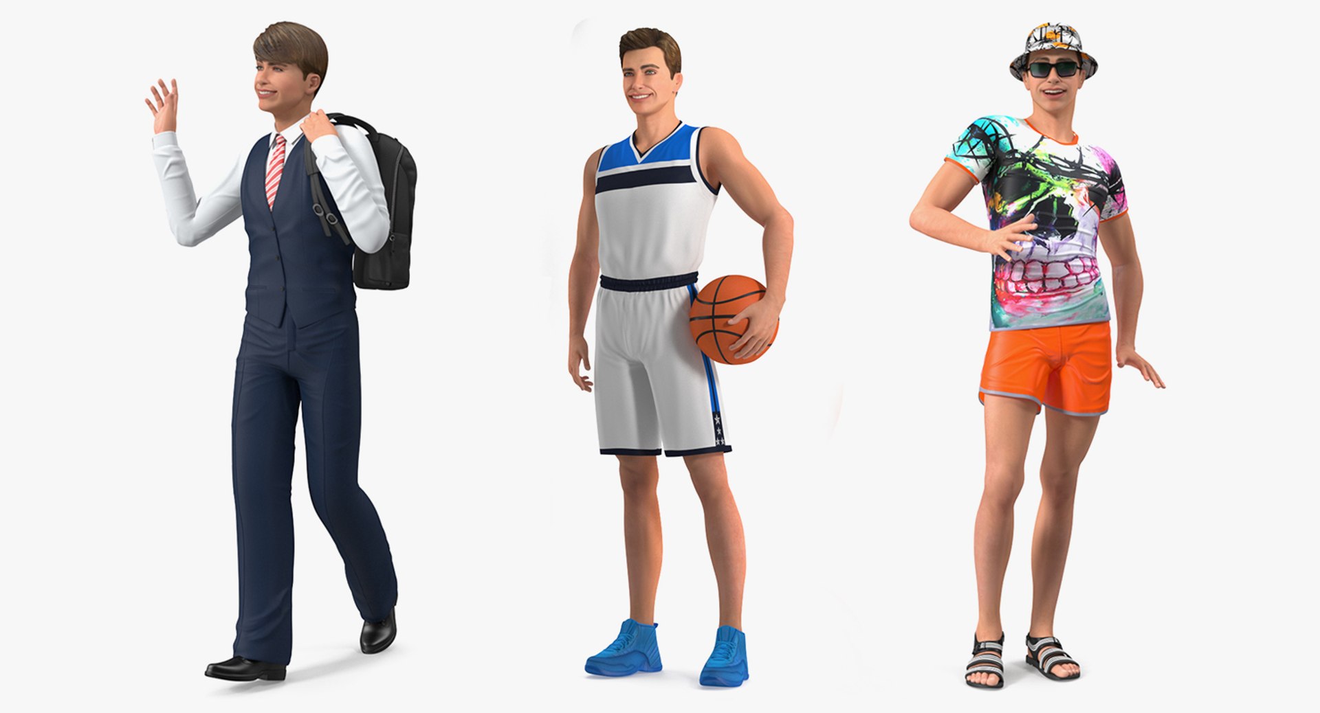 Teenage Boys Rigged Collection 2 for Modo 3D model preview