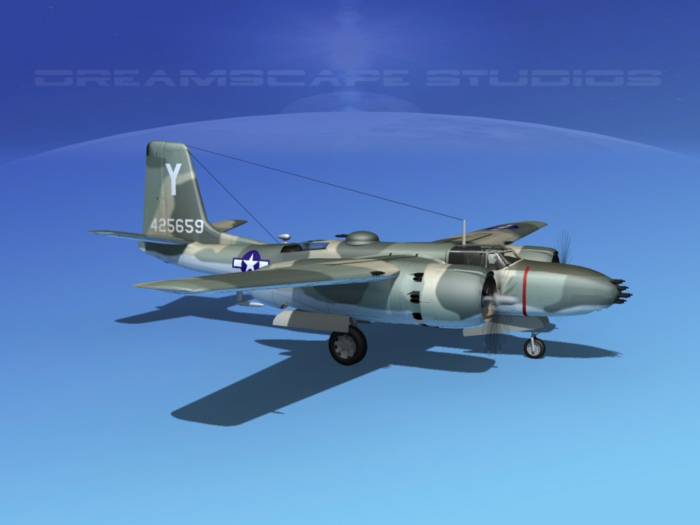 3d Model Radial Douglas Invader Bomber
