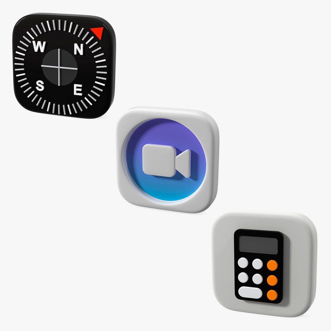 iPhone iOS Icons Collection 2 3D model preview