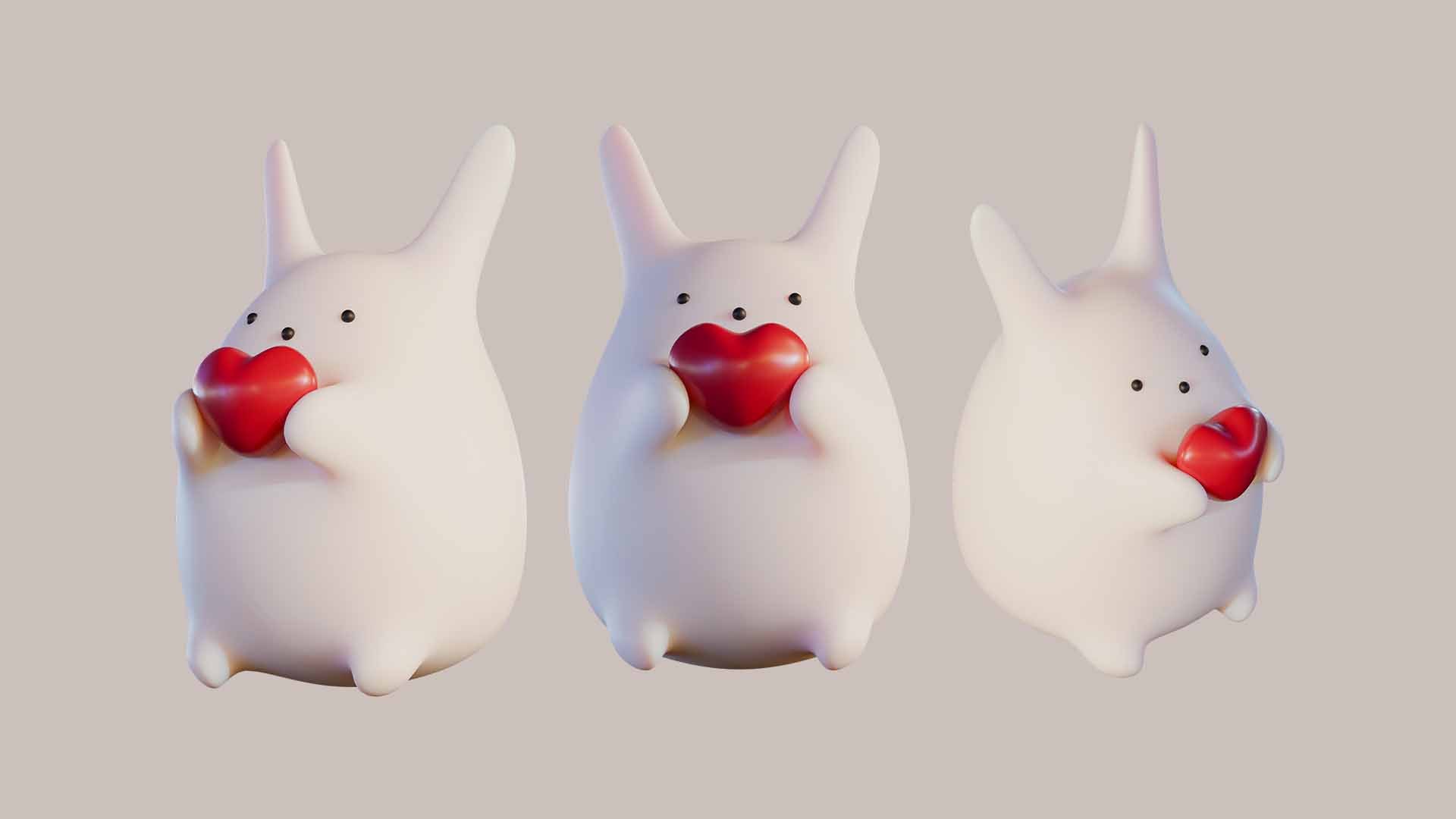 3D Model Valentine Cute Rabbit - TurboSquid 2501187