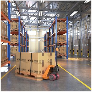 3D Detailed Warehouse Interior With Furniture model