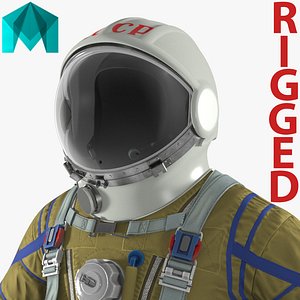 USSR Space Suit Strizh with SK-1 Helmet Rigged for Maya 3D Model