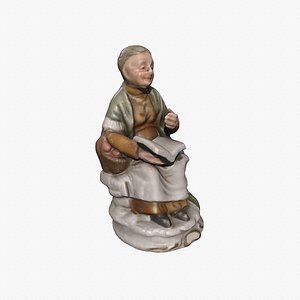 Old woman statue high-poly 3D model