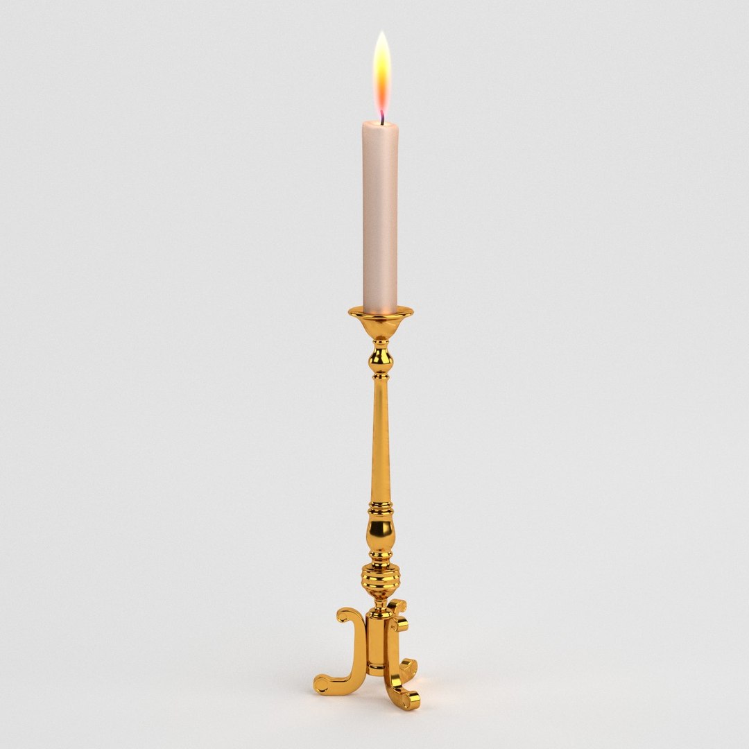 3d model candle candlestick baroque
