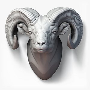 3D sheep ram animal head model