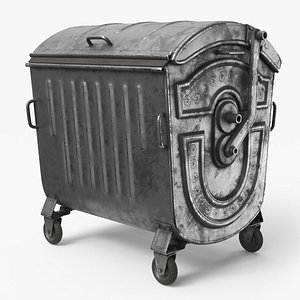 3D Metal Garbage Container Dirty - PBR model