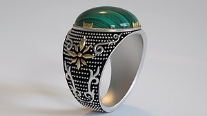 3D ring-green malachite