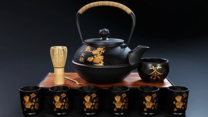 Oriental Tea Set Teapot and Cups