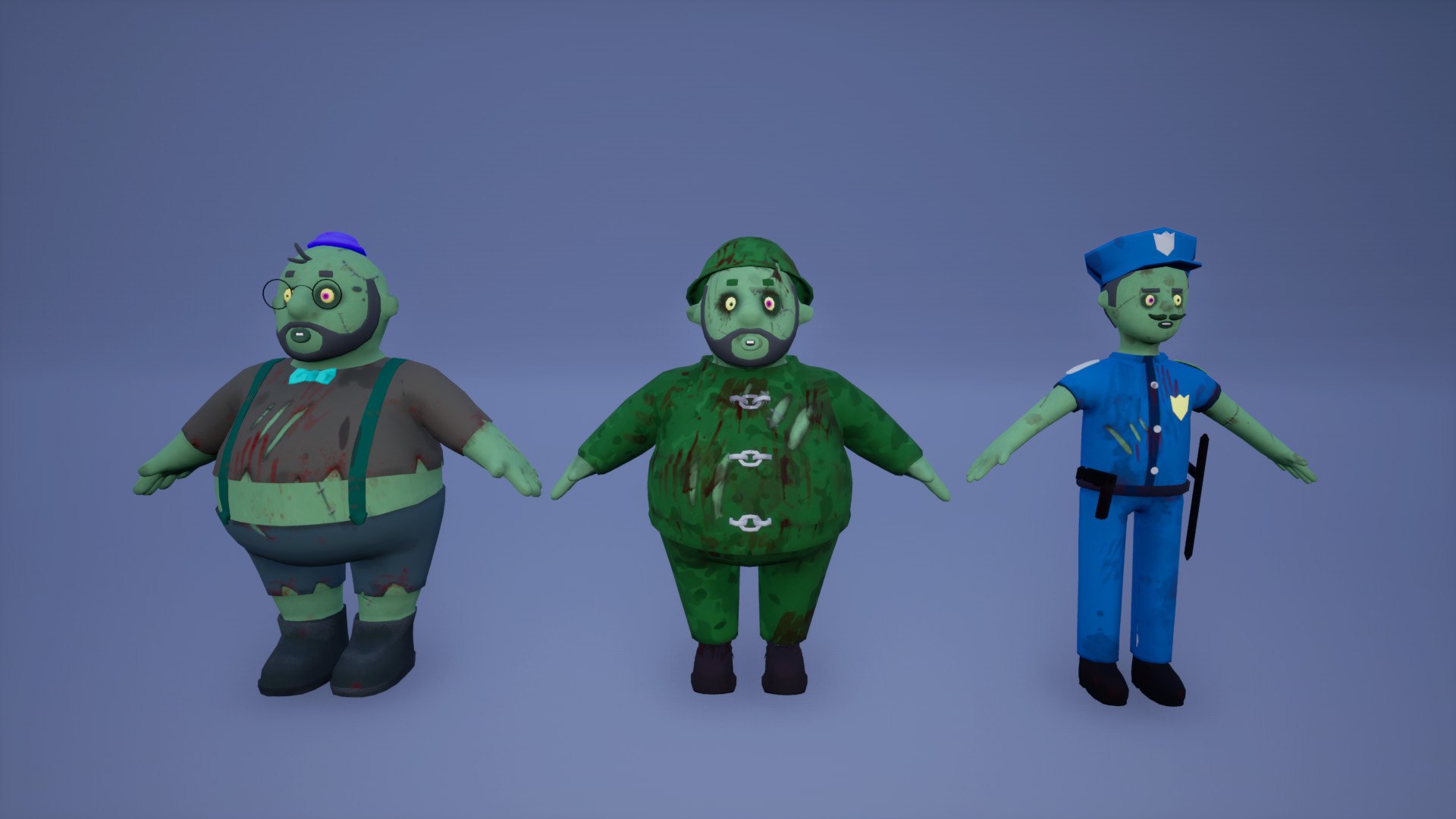 6 Cartoon Zombie APOCALYPSE Characters with Rig and Blendshapes Pack model https://p.turbosquid.com/ts-thumb/rK/6QU0wB/Al/ax/jpg/1734529684/1920x1080/fit_q87/d485f0a5175b62fb65c0d43409871bd7515d3eba/ax.jpg