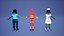 6 personnages de dessin animé Zombie APOCALYPSE avec Rig et Blendshapes Pack