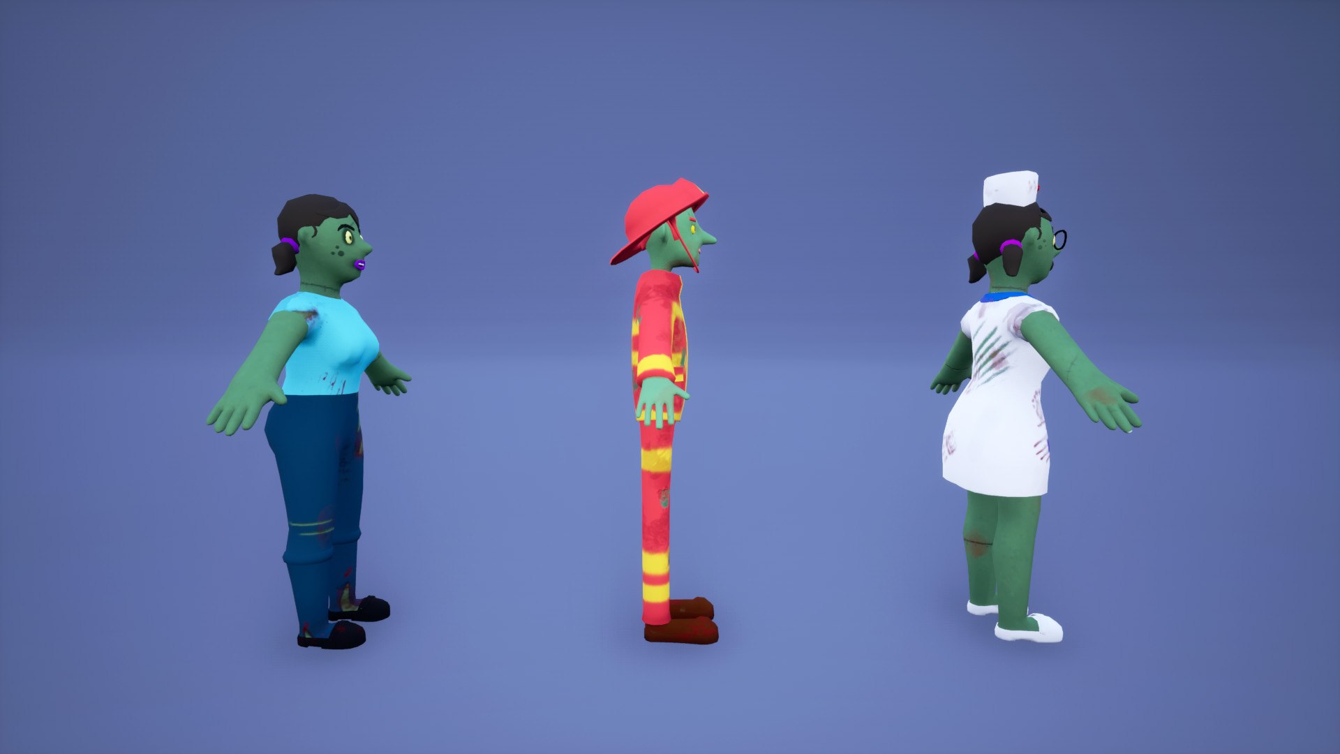 6 Cartoon Zombie APOCALYPSE Characters with Rig and Blendshapes Pack model https://p.turbosquid.com/ts-thumb/rK/6QU0wB/v6/6/jpg/1734529683/1920x1080/fit_q87/aaa39df025be6b413650953bdb39b6fb35034e2f/6.jpg
