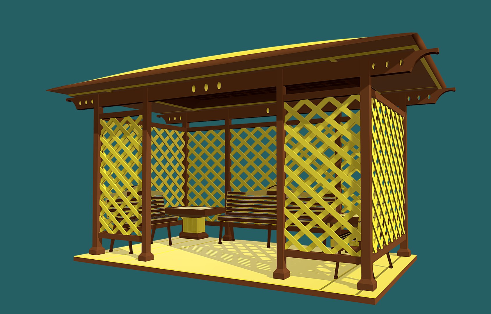 3D Model Pavilion Wooden For Park Garden - TurboSquid 2015375