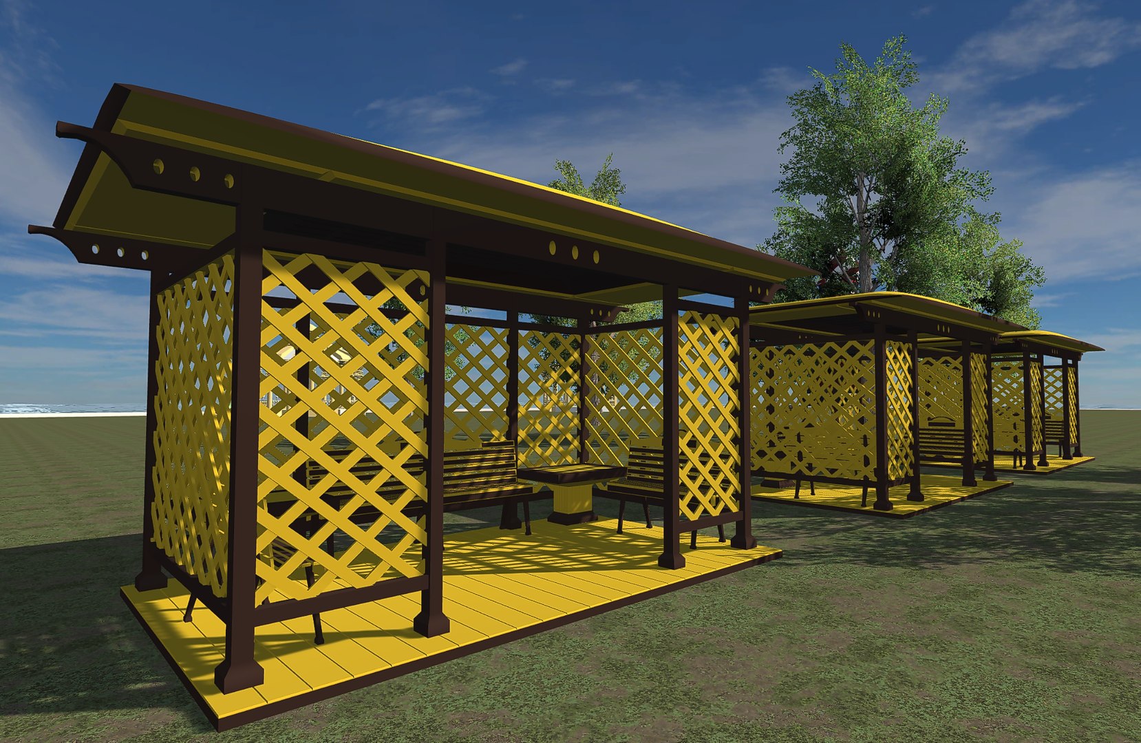 3D Model Pavilion Wooden For Park Garden - TurboSquid 2015375