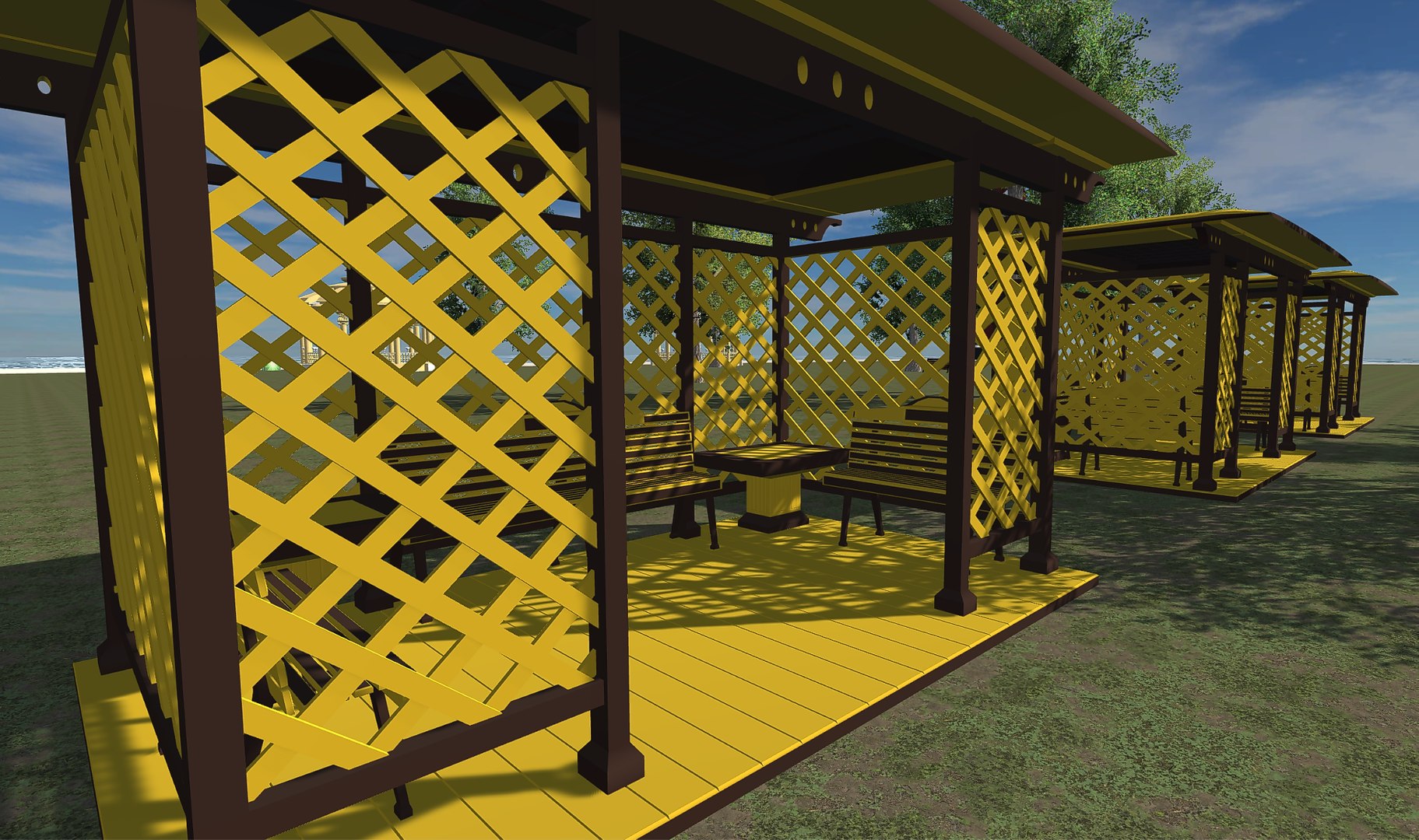 3D Model Pavilion Wooden For Park Garden - TurboSquid 2015375