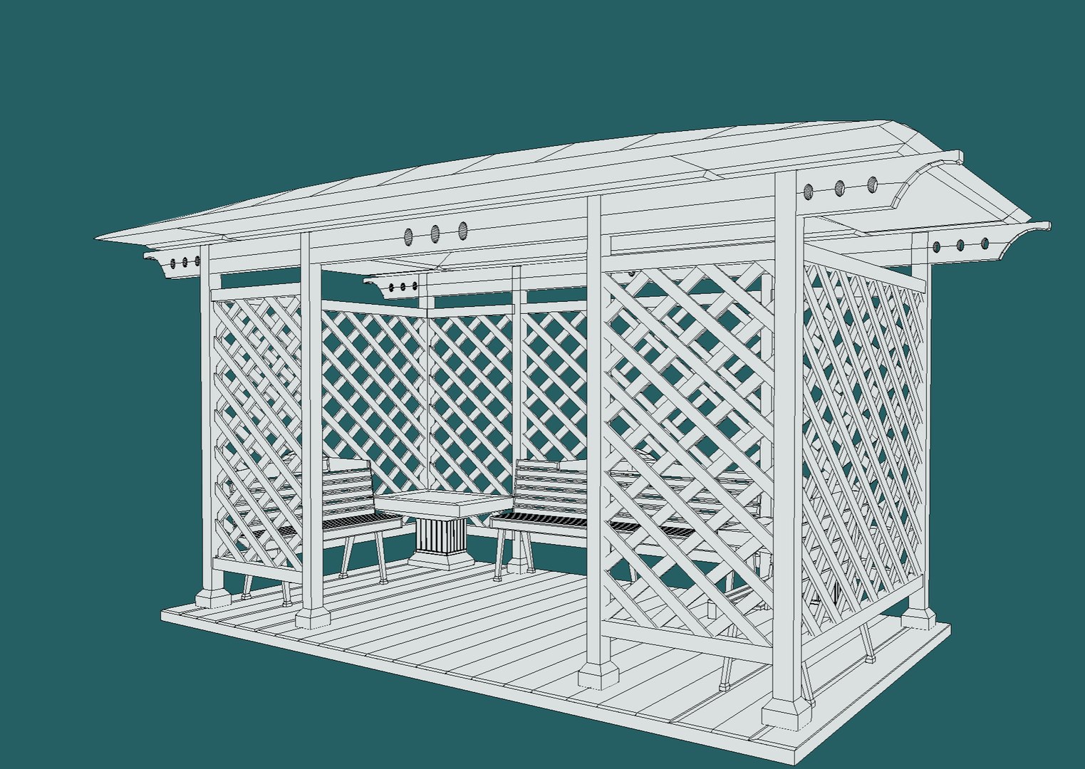 3D Model Pavilion Wooden For Park Garden - TurboSquid 2015375