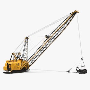 Heavy Duty Dragline With Long Boom Yellow Rigged for Maya
