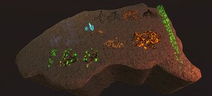 3d rocks stones crystals roots model