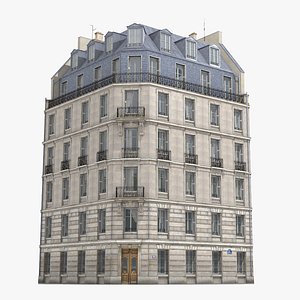 Photorealistic Old Paris Corner Building