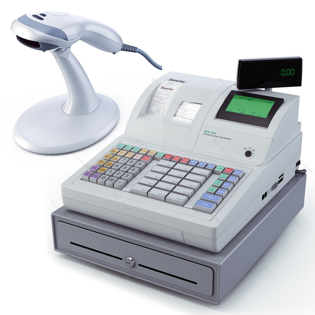Cash register with scanner discount